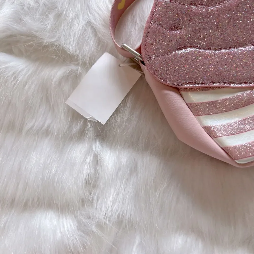 OMG Accessories Glitter Pink Ice Cream Crossbody Bag and Bunny Headband